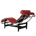 Chaise Lounge Le Corbusier LC4 de cuir vermell